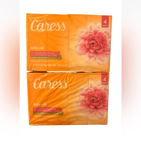 ORIGINAL-8pk Caress Daily Silk Beauty Bars Soap White Peach & Orange Blossom - Picture 1 of 2